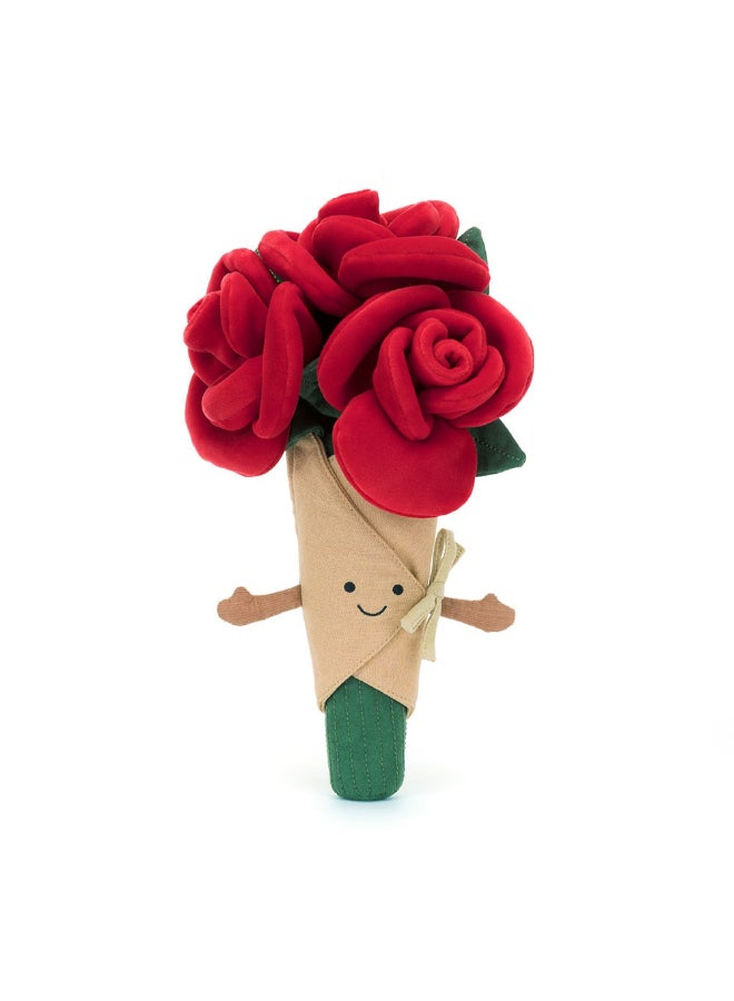 Jellycat دميّة باقة الورد المرحة - لعبة محشوة ناعمة بأرجل كوردية، هدية عيد الحب لطيفة للأطفال والبالغين، مجموعة جليكات، 30 سم - Image 2